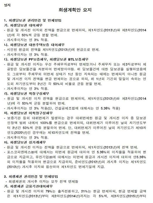 회생계획인가 결정문 첨부이미지 : 회생계획안 요지001.jpg