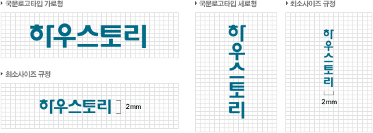 국문로고타입 가로형, 최소사이즈 규정, 국문로고타입 세로형, 최소사이즈 규정